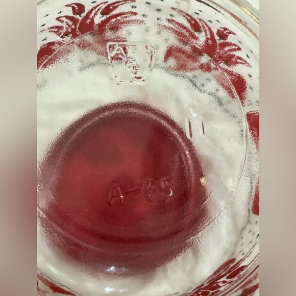 Vintage AGC Ribbon Bow Chili Peppers Red Floral Pattern Clear Glass Canister Jar - Picture 13 of 16